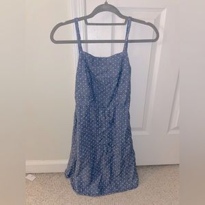 Blue and white dotted mini summer dress